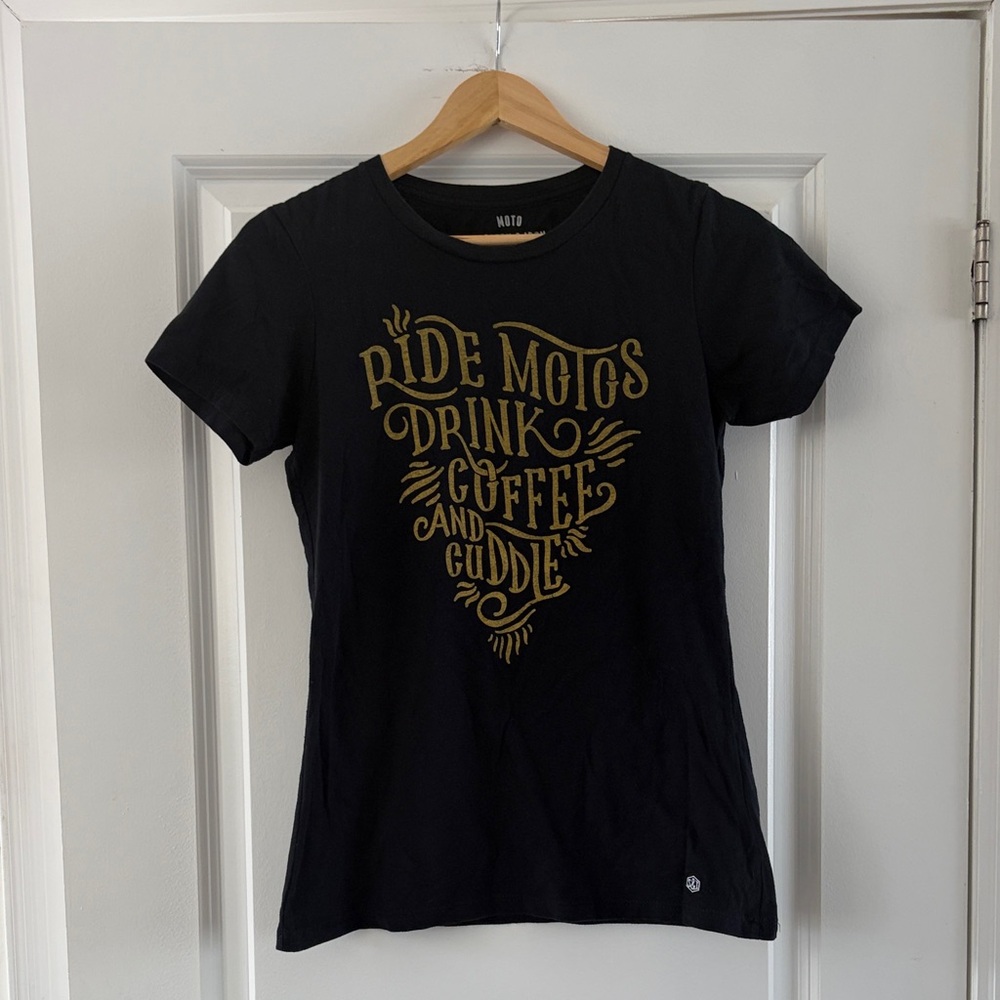 Black Graphic Tee with Gold Print